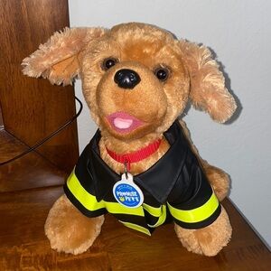Build a Bear Promise Pet Copper Golden Retriever with Sound Fire Fighter Jacket